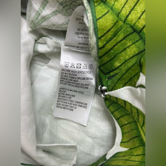 New Farm Rio Off White Palm Fan Leaves Jumpsuit Wide Leg Belted Tropical Vaca - Picture 7 of 7